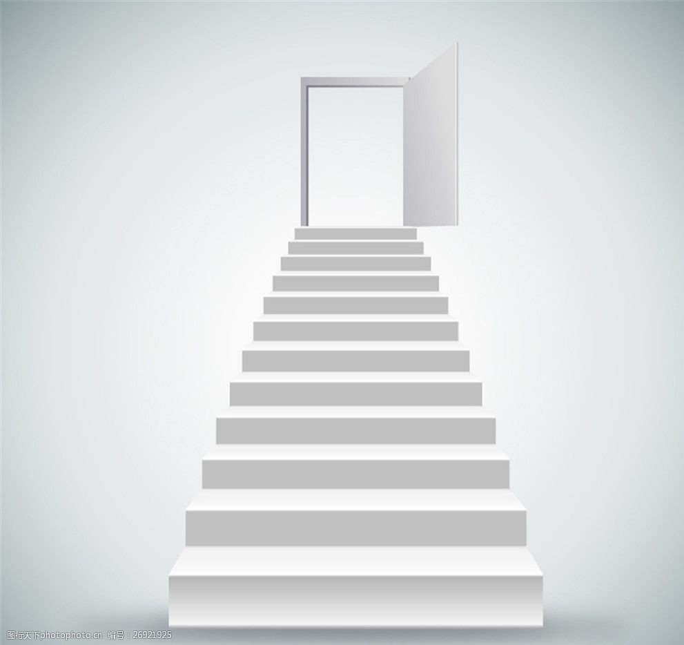 通向门的白色阶梯矢量素材