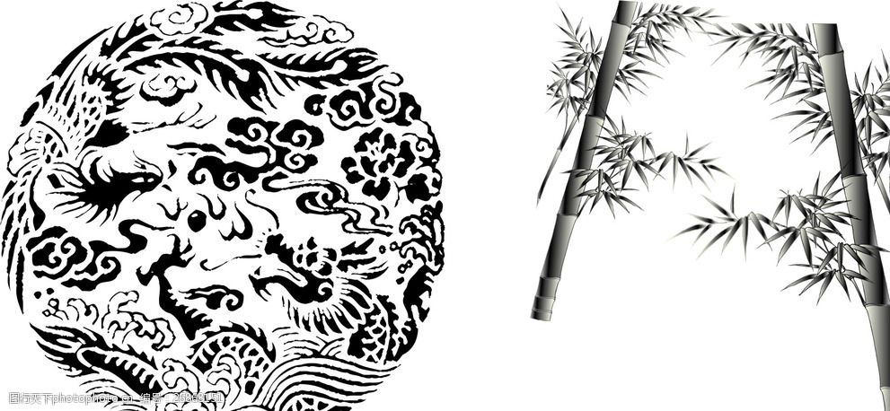 古典圆形花纹竹子