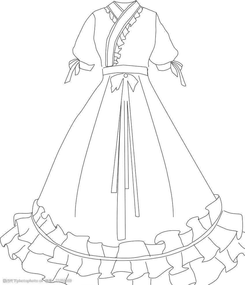 公主礼服画法图片