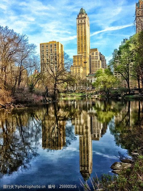 关键词:水中倒影的城市 中央公园 纽约城 摩天楼 建筑物 结构 人类
