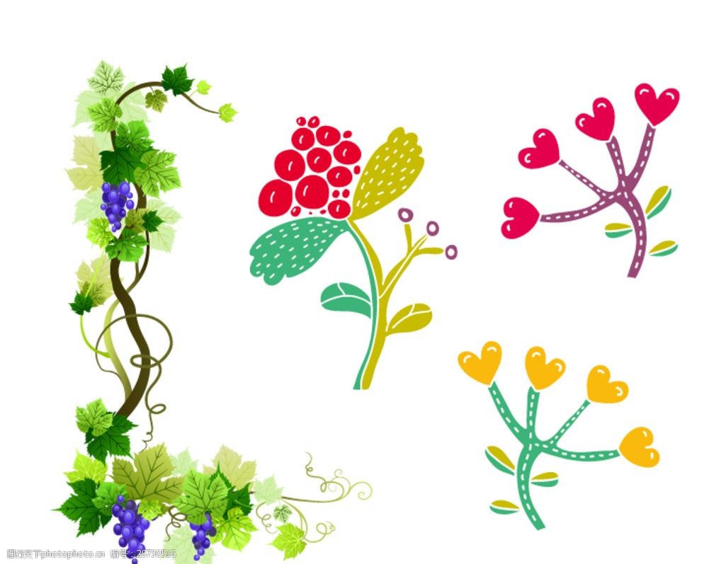 葡萄藤卡通花朵