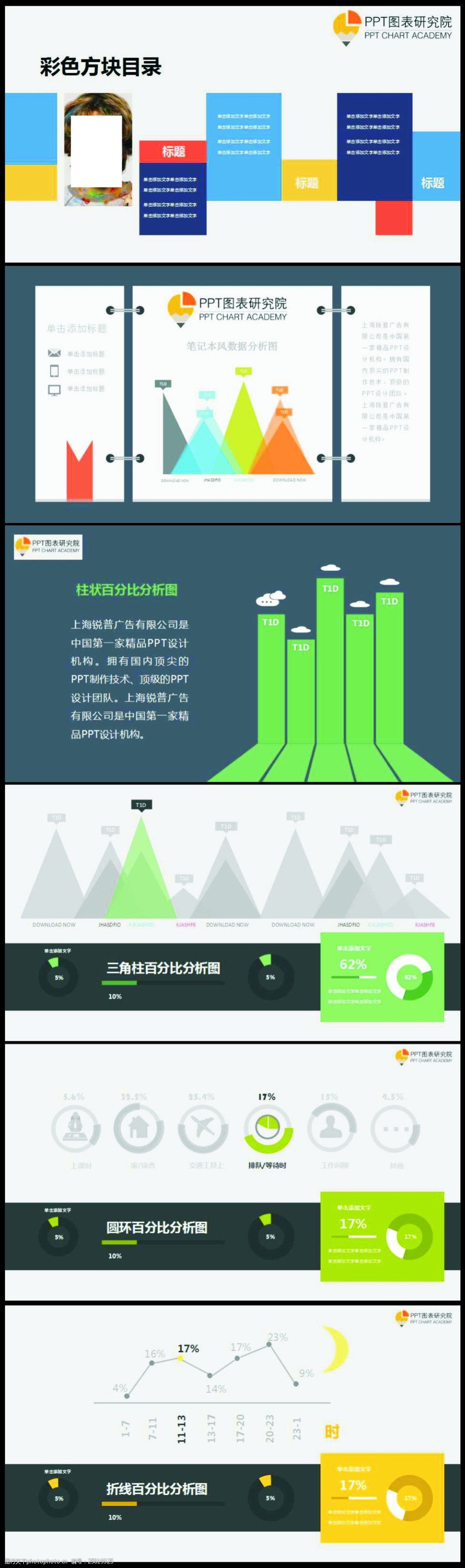 6套適用於工作總結的彩色數據分析ppt圖表