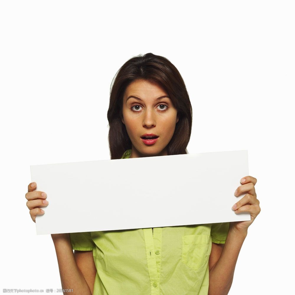 高清素材 人物 关键词:拿广告牌的惊讶女人图片素材 人物广告牌 人物