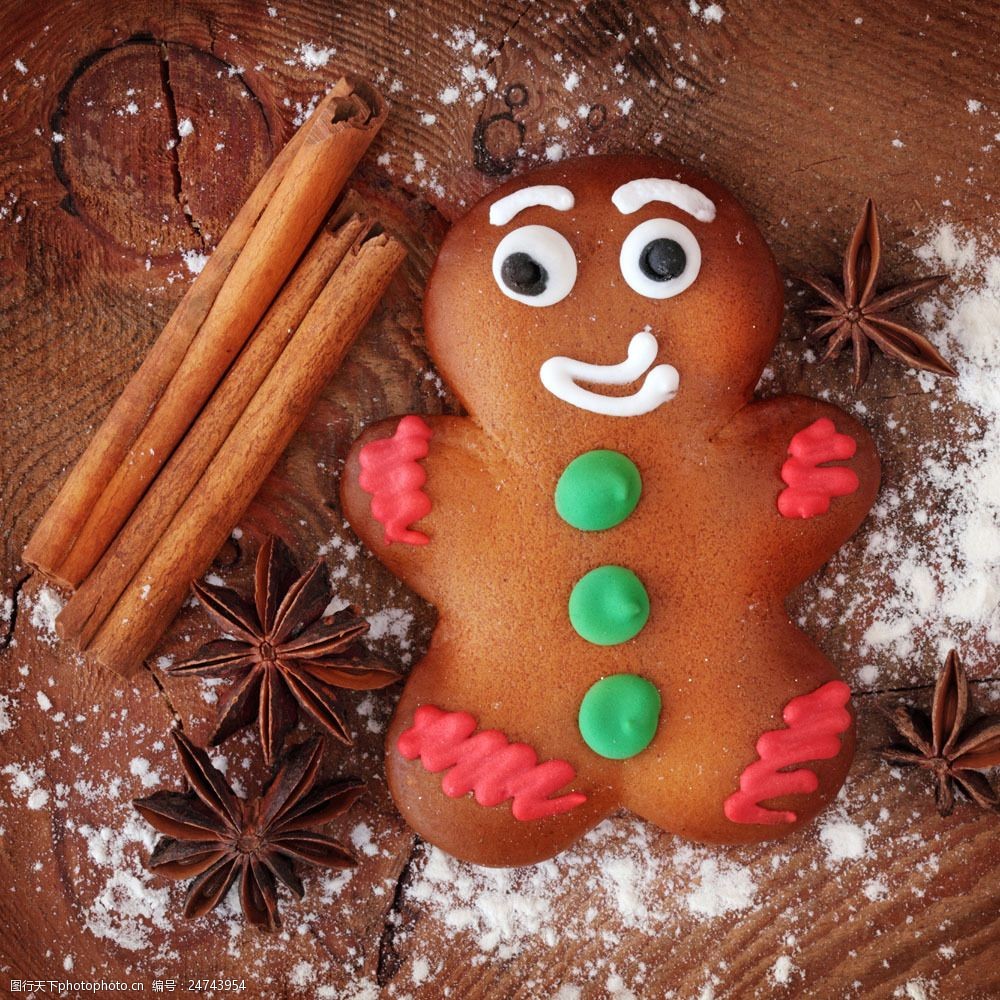 圣诞小人饼干和调料图片