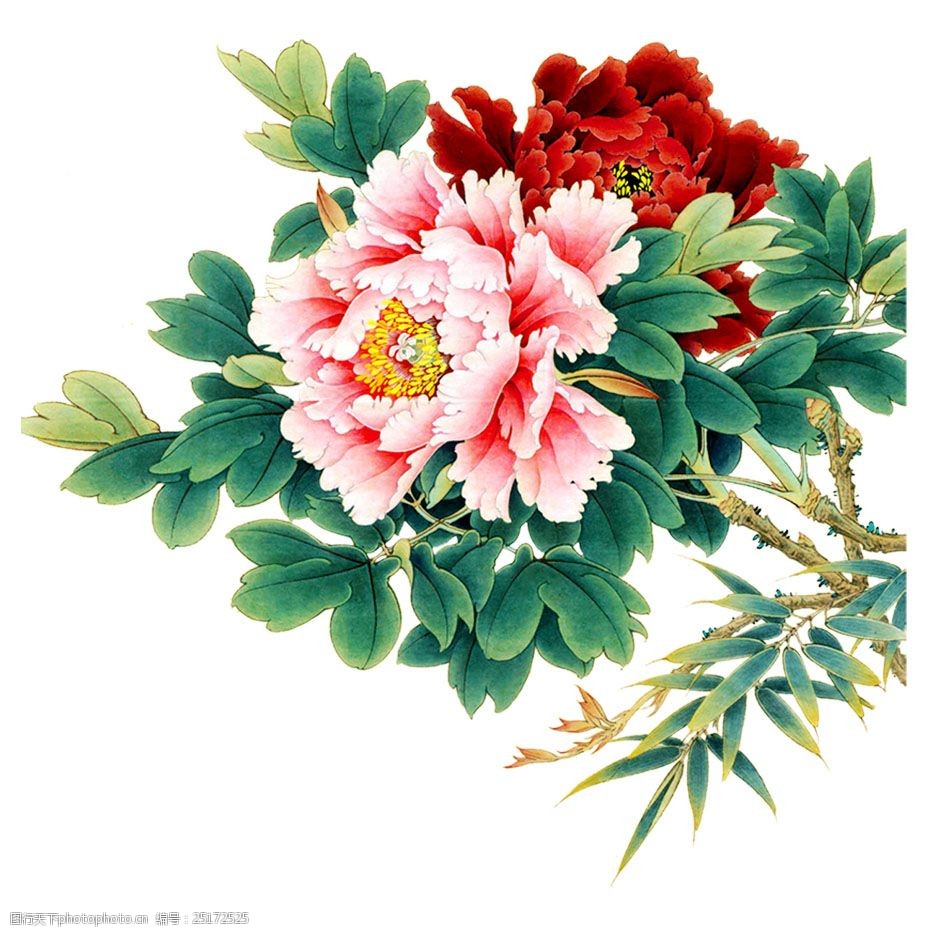 中秋海报psd牡丹素材