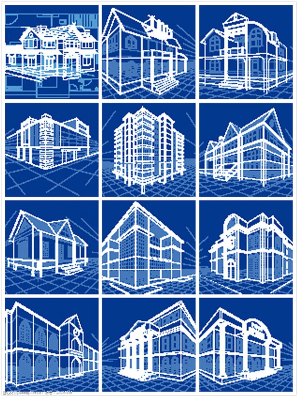 线性房子模型矢量图片-图行天下图库