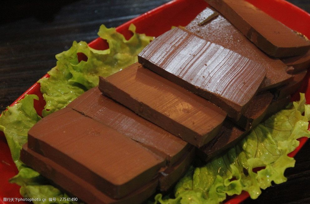 鸭血生菜火锅原料图片