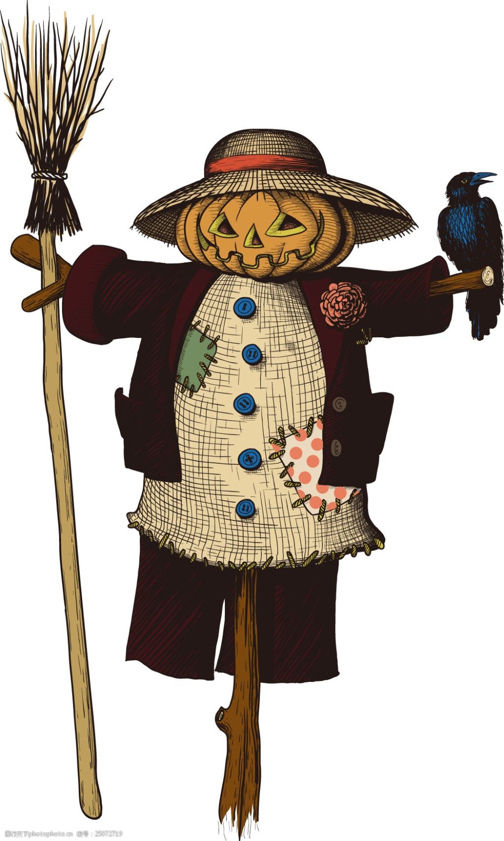 南瓜灯稻草人与乌鸦