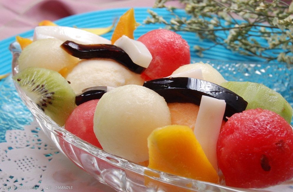 芒果香草冰淇淋水果捞图片