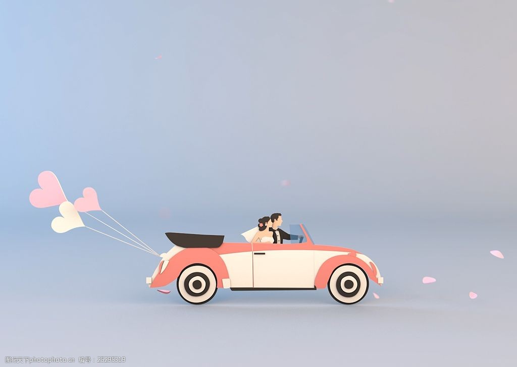 浪漫卡通婚车视频素材