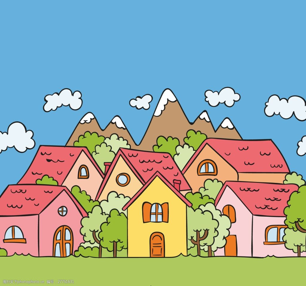 关键词:手绘建筑素材背景 手绘建筑 矢量建筑 卡通建筑 ai 蓝色 ai