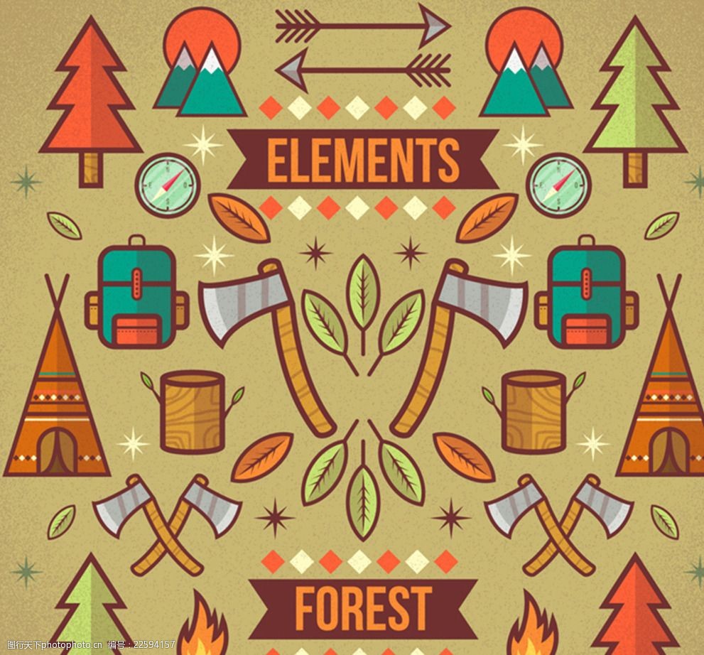 创意森林元素插画矢量素材