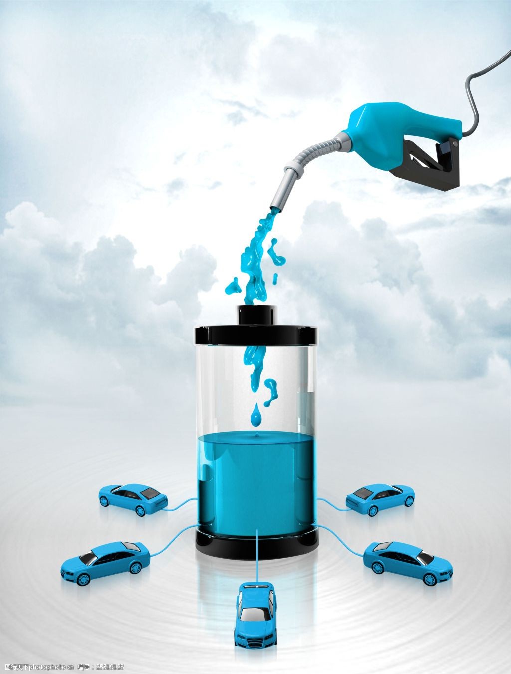 加油枪与电动轿车图片