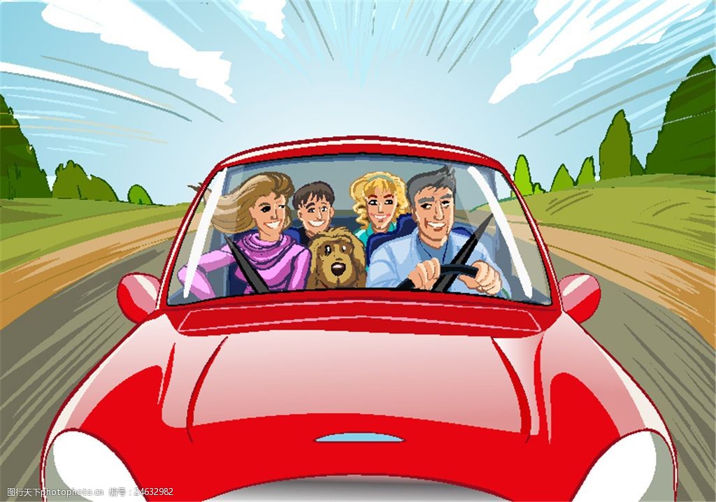 开车旅行的家庭