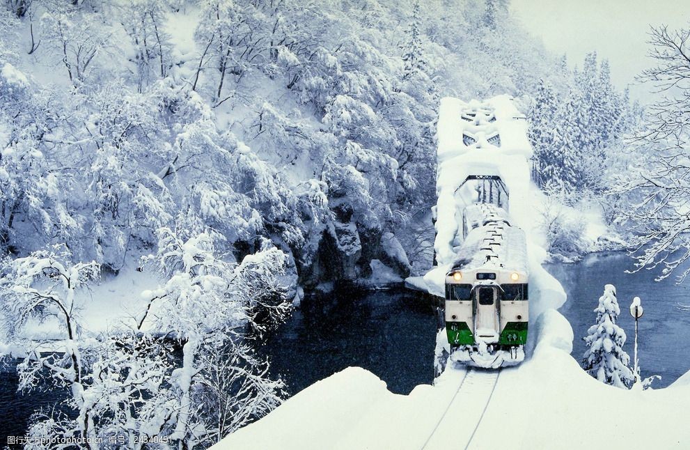 关键词:雪地里行驶的火车 雪地 轨道 火车 雪 树枝 摄影 现代