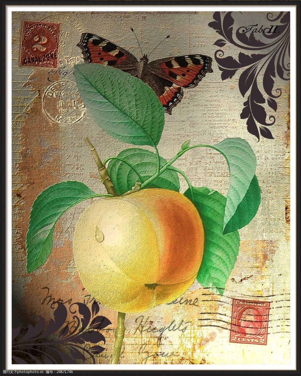 苹果与蝴蝶背景图片