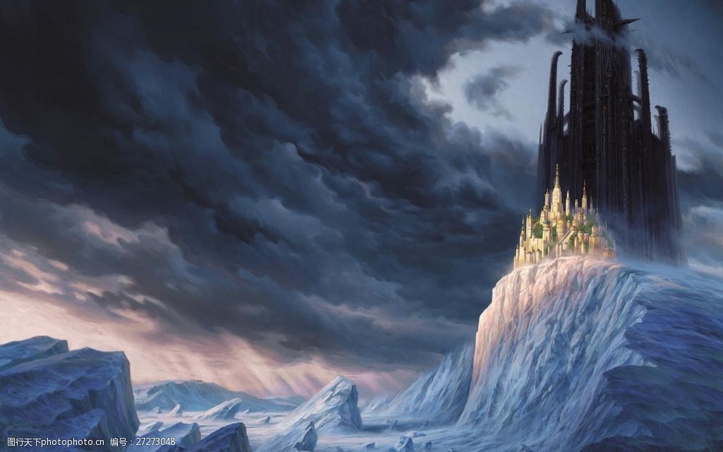 卡通雪中城堡图片