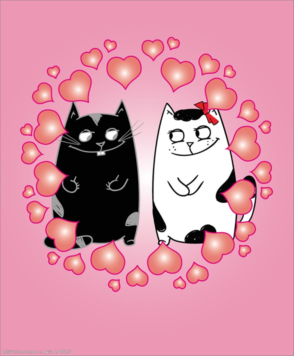 卡通爱心猫咪矢量素材