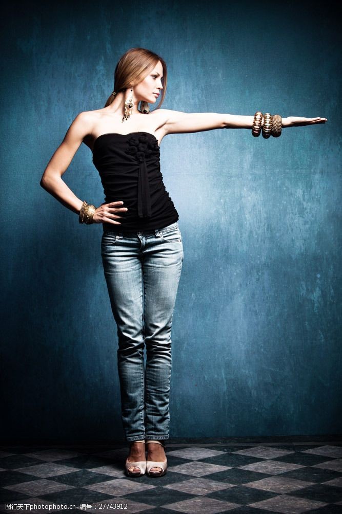 牛仔模特美女图片