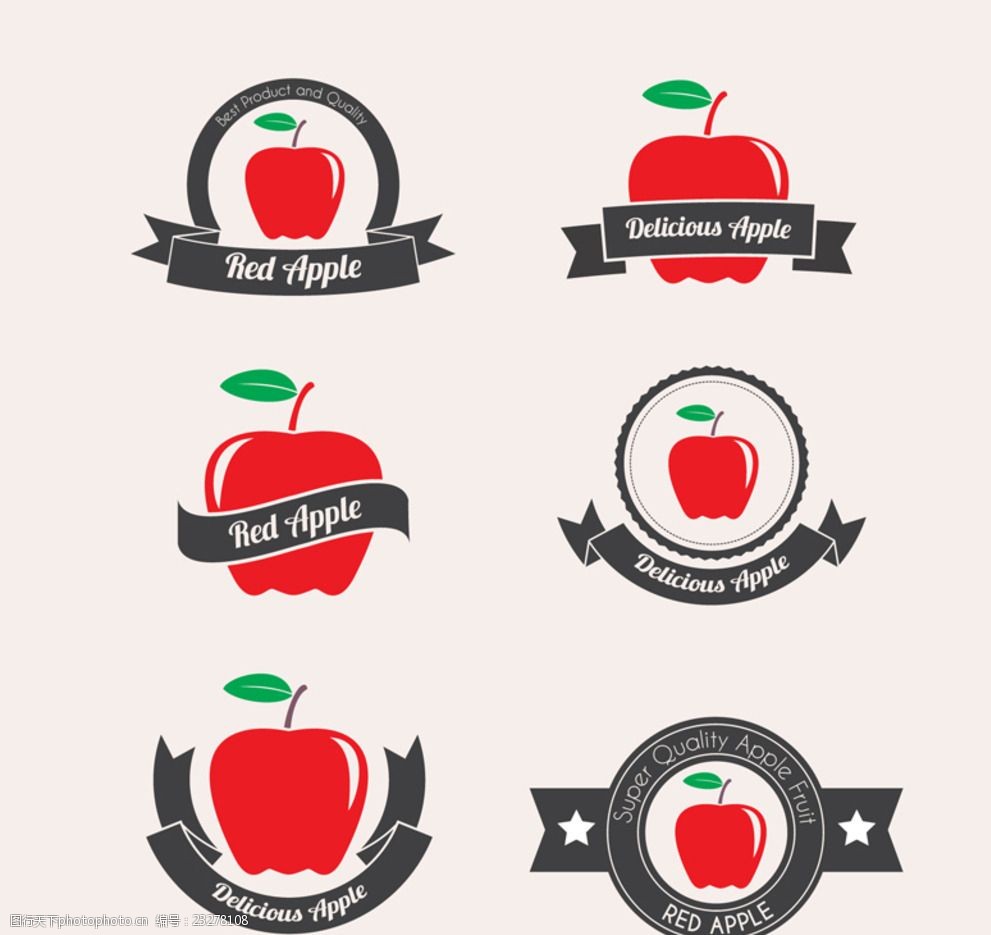 红色苹果标签矢量