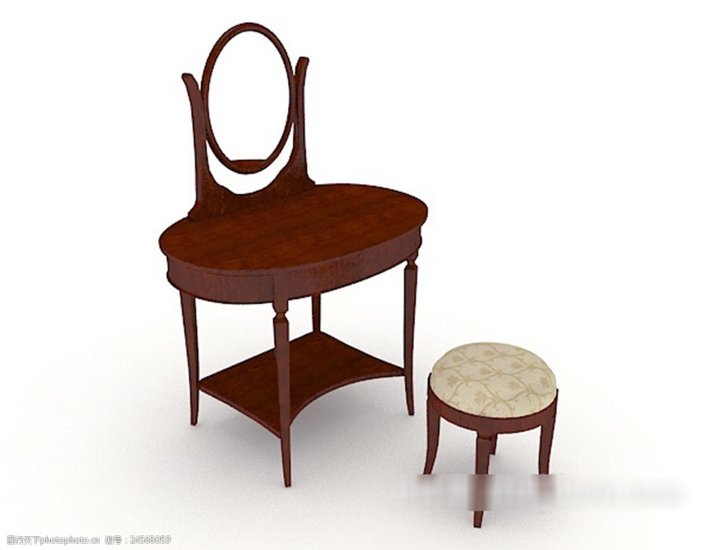 新中式梳妆台椅3d模型下载