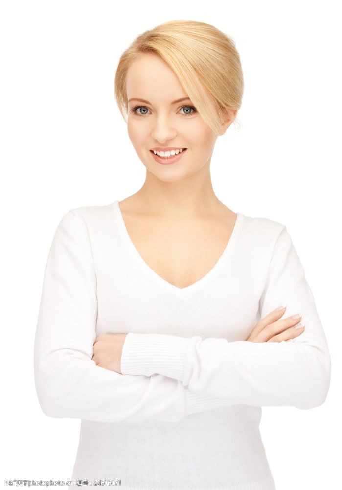 抱着胳膊的金发美女图片