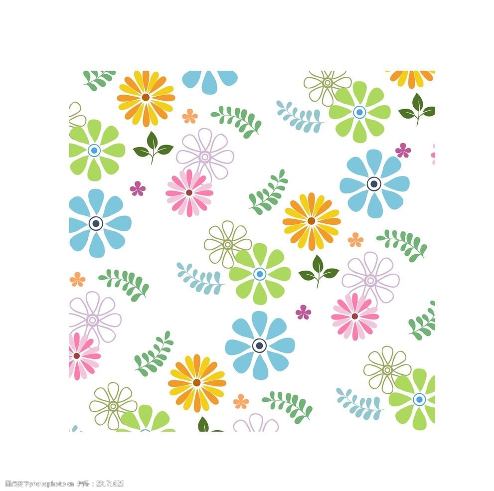 矢量彩色卡通花朵背景底纹