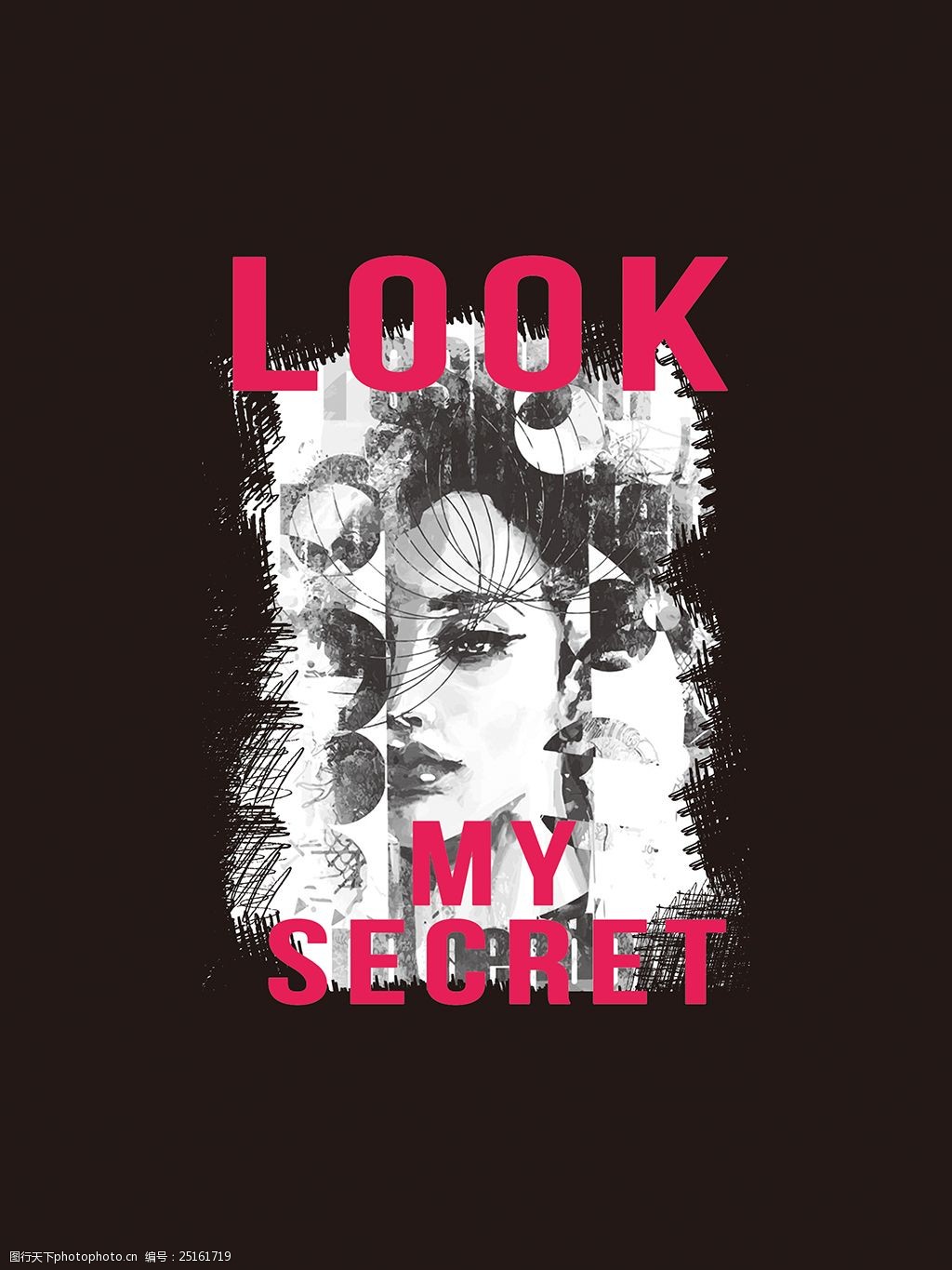 时尚复古美女英文印花图案