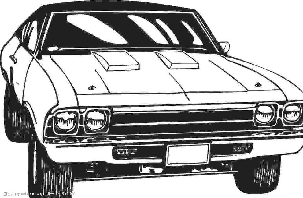 汽车玩具车线条图矢量图