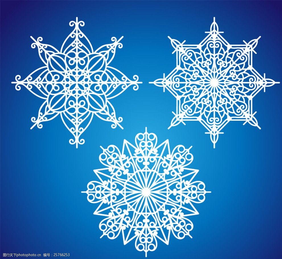 关键词:精致雪花设计矢量素材 雪花 装饰 圣诞节 冬季 花纹 矢量图