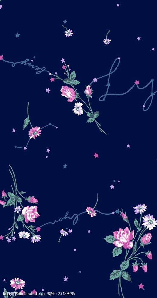 蓝色唯美花朵背景图片-图行天下图库