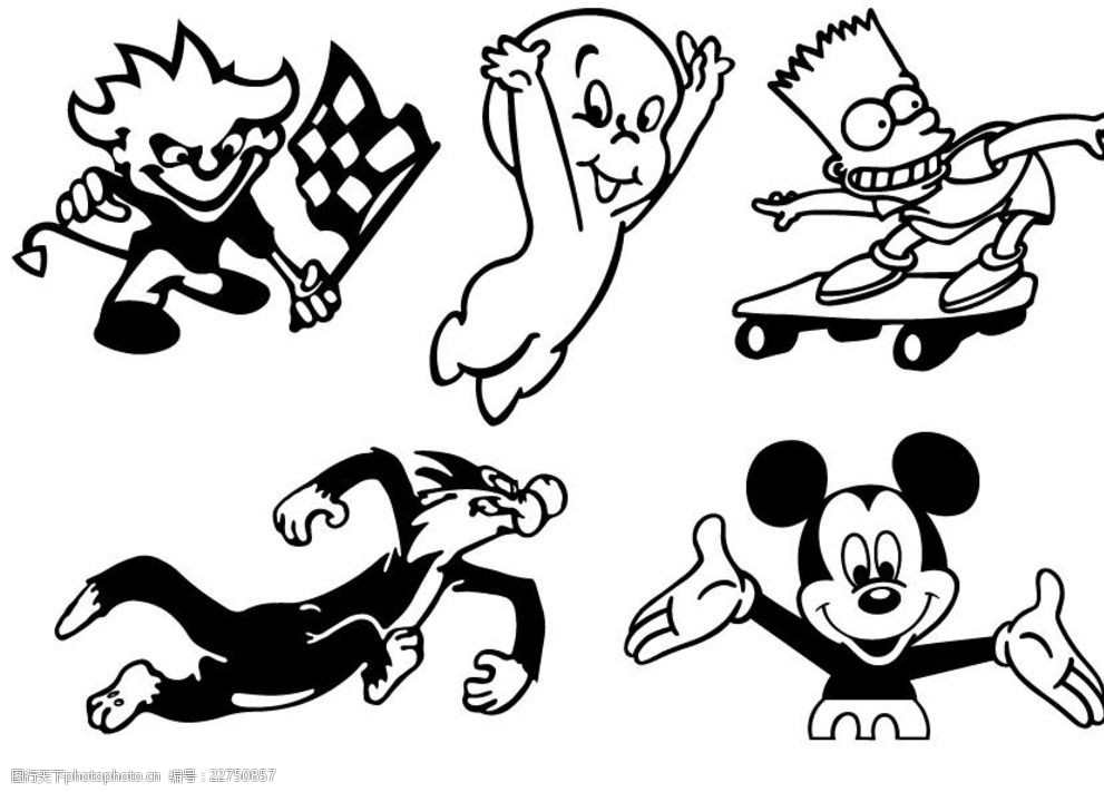 黑白动画卡通图片-图行天下图库